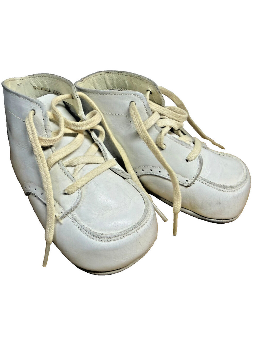 Vintage Penny’s Child Craft Baby Shoes White Leather Infant 1960s 1970s